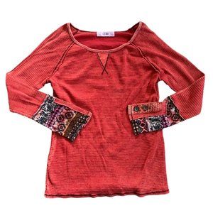 American Able Waffle Knit Boho Thermal Top